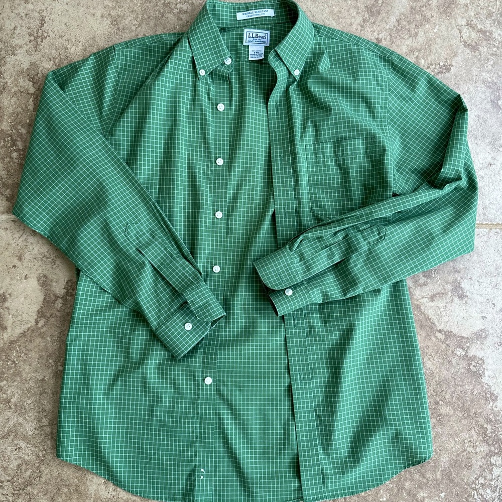 Green LL Bean Button Down